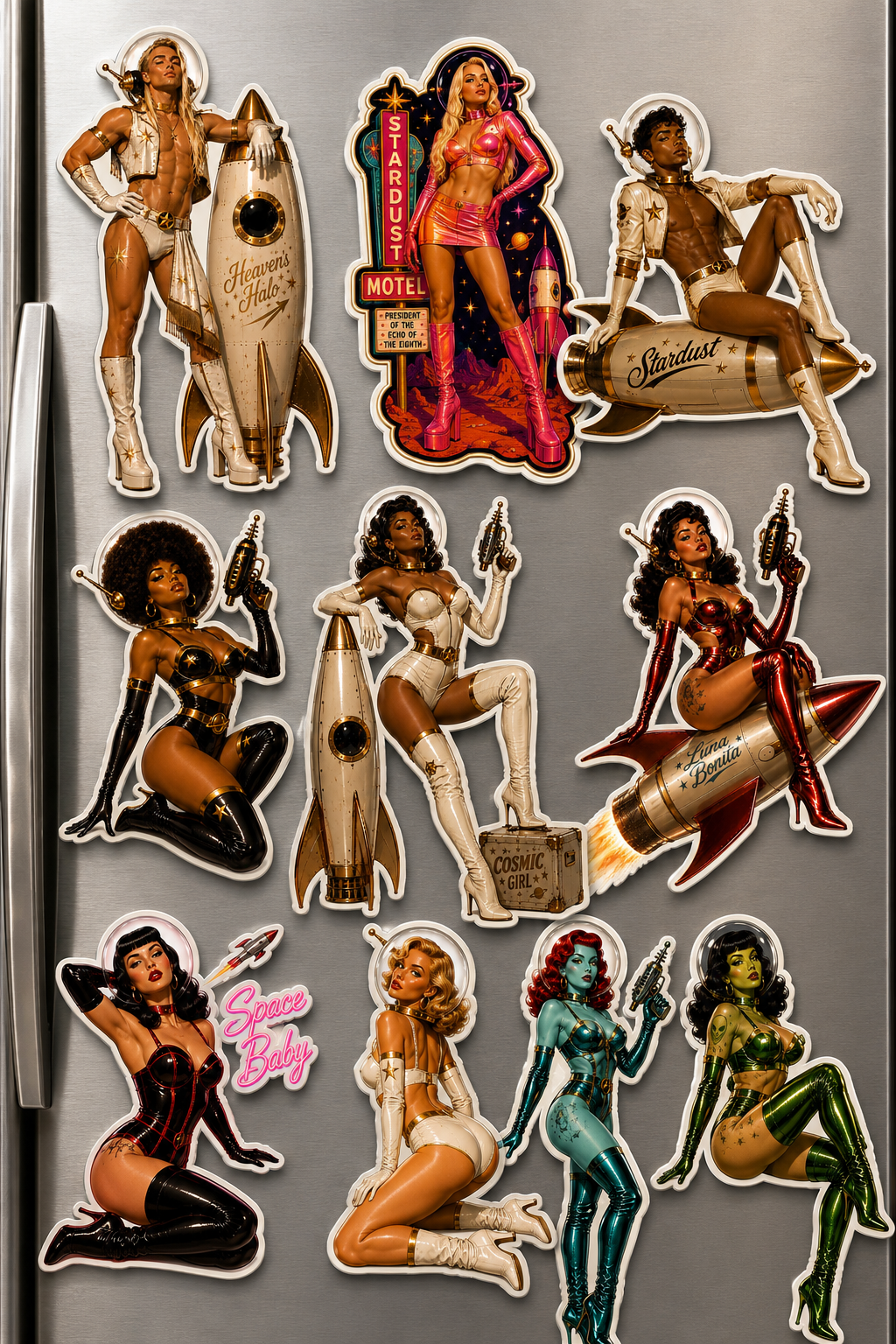 Echo of the Eighth Fridge Magnets - Sci fi Pin Up Babes